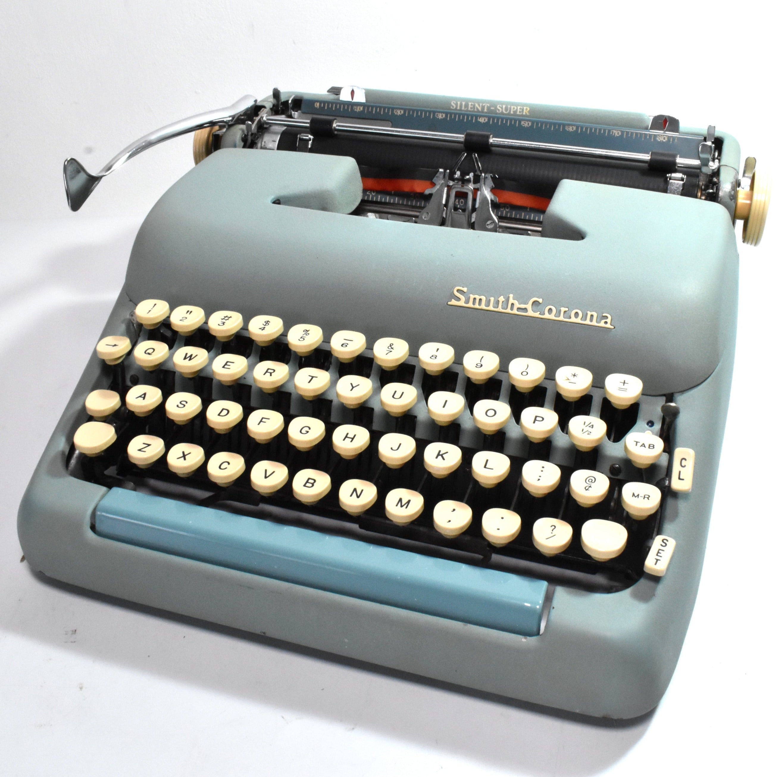 完動品　Smith-Corona SILENT コロナタイプライター 1952年 1957 Smith Corona Silent-Super Typewriter - Teal, Alpine Blue