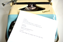 Load image into Gallery viewer, 1962 Portable Consul Blue/Cream Typewriter
